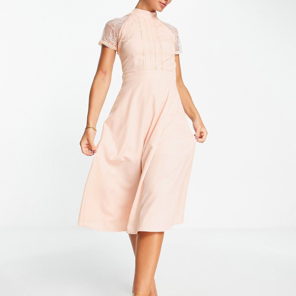 Elegant Peach Lace Dress